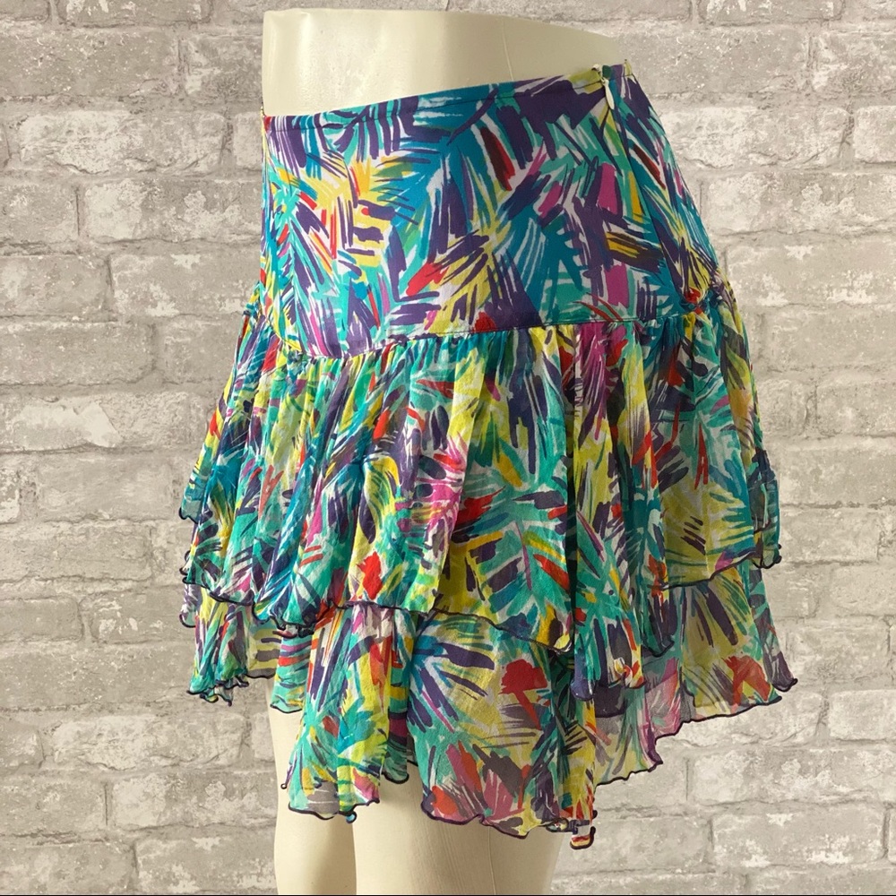 NWOT Zara Woman Ruffled Silk Mini Skirt